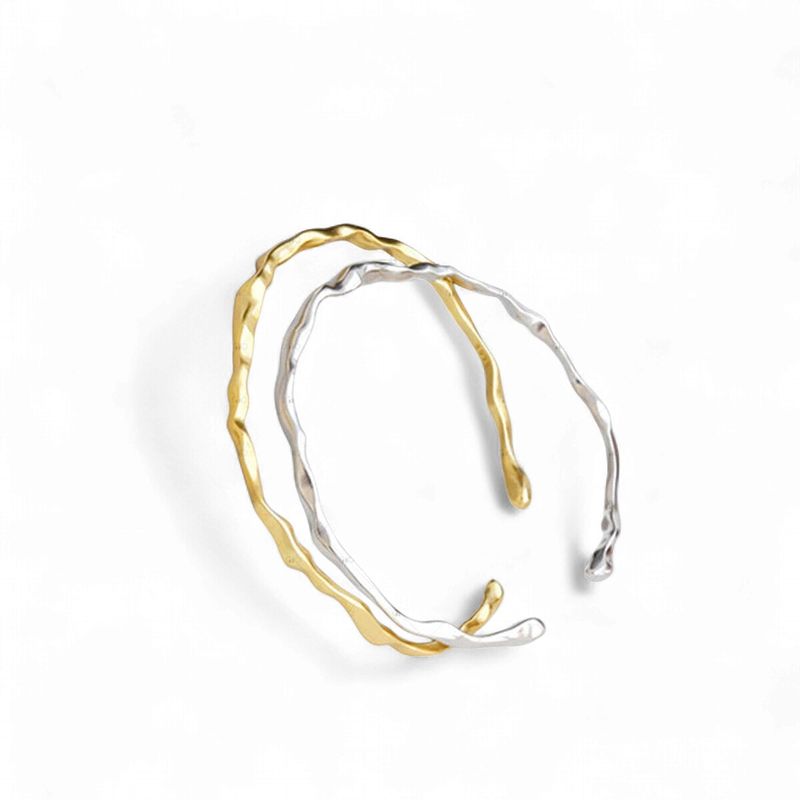 S925 Silver 18k Gold Plated Hammer Pattern Bangle Bracelet