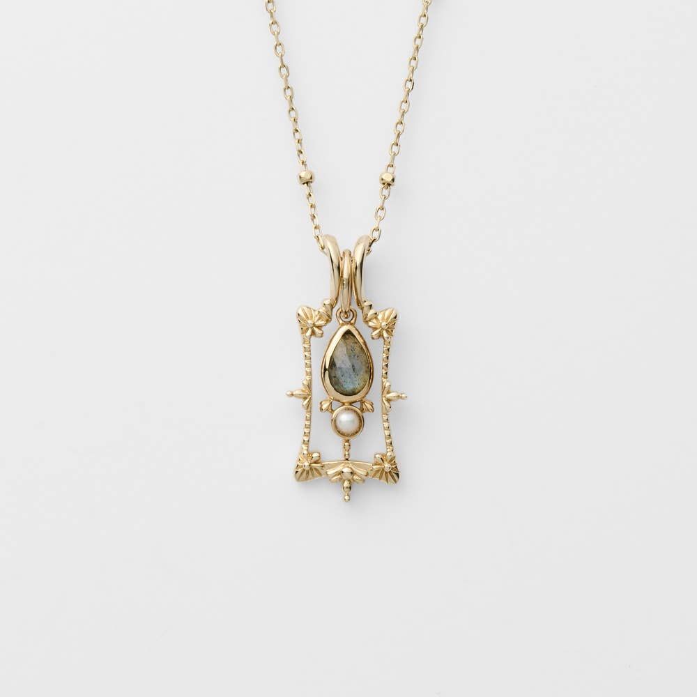 S925 Sterling Silver Labradorite Freshwater Pearl Necklace