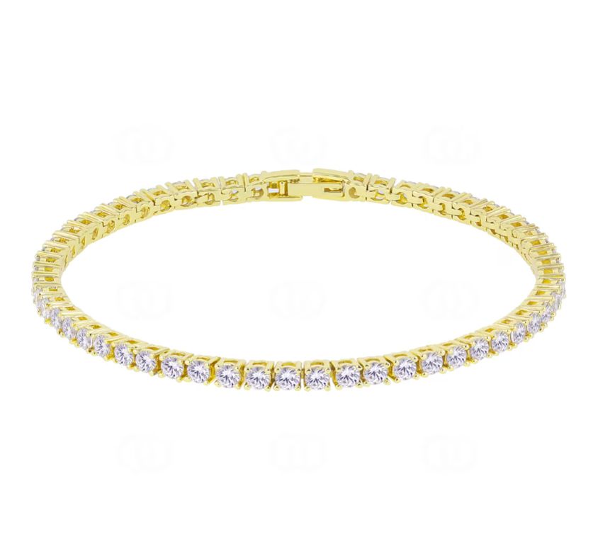 Tennis Bracelet 3mm Gold, Size: 19cm