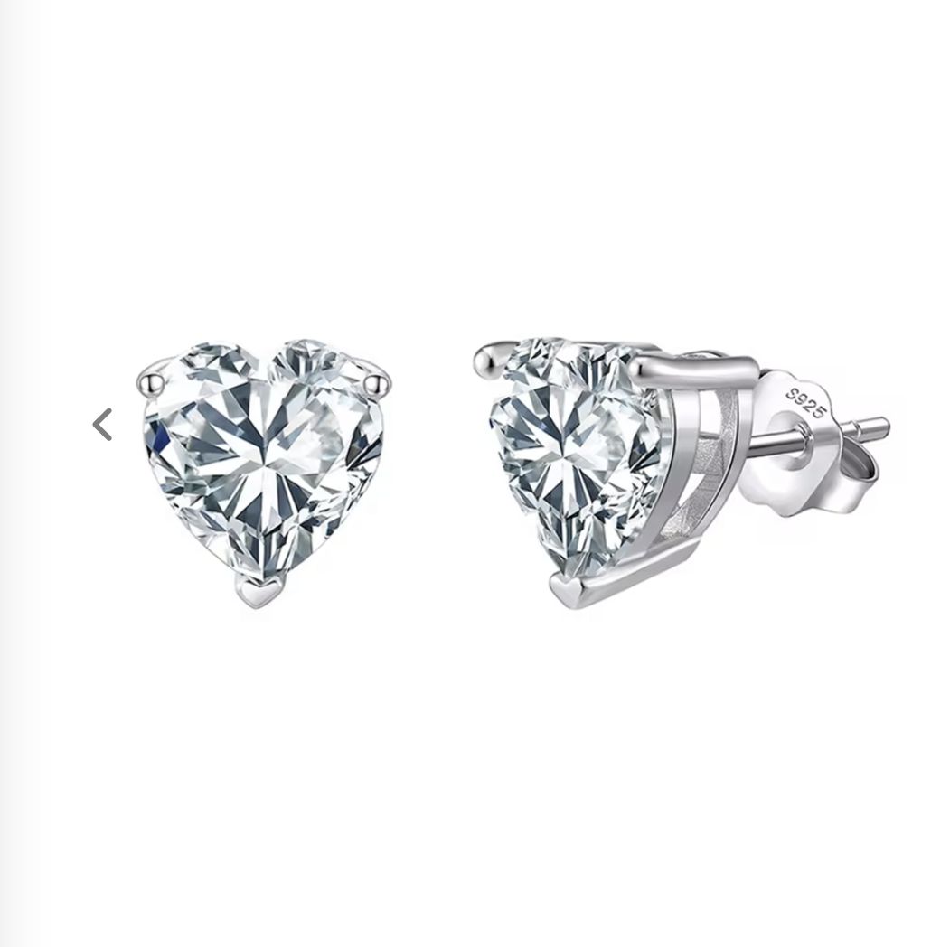 Heart Cut Stud Earrings, Size: Mini