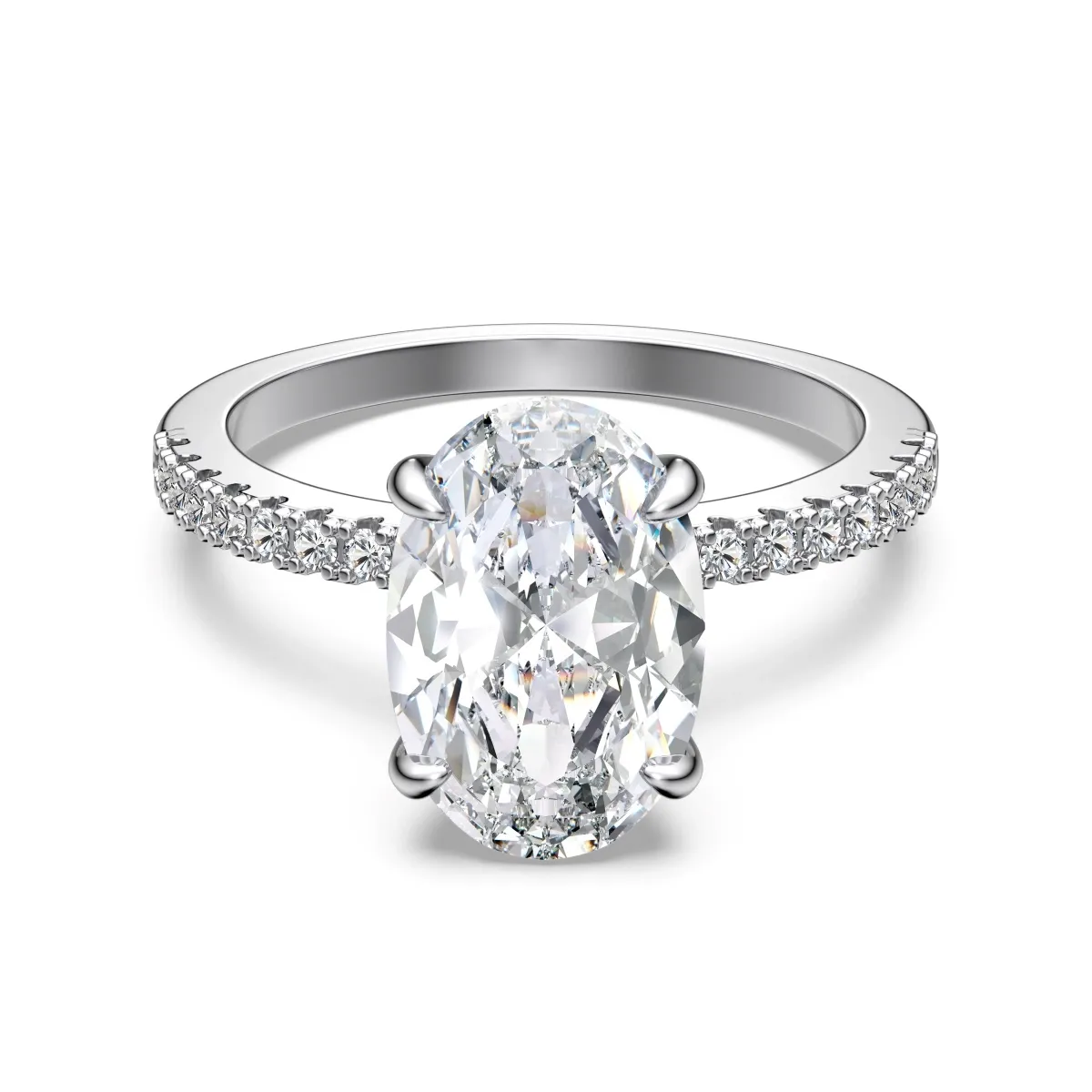 3ct Moissanite Oval Solitaire Ring, Size: 8