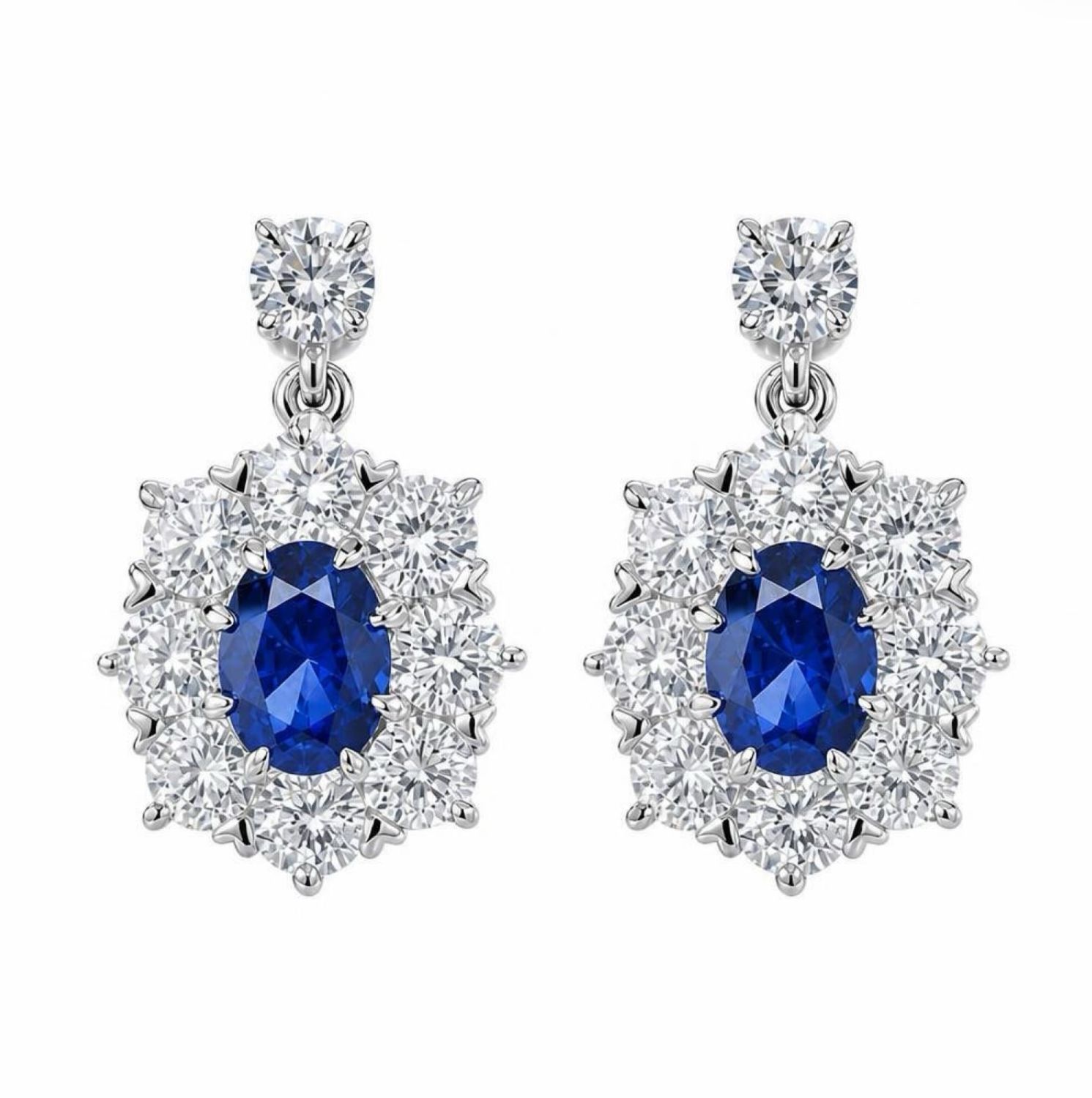 Lab Grown Sapphire - 1.7ct Royal Sapphire Earrings