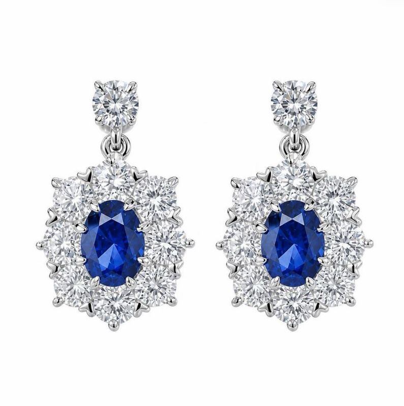 Lab Grown Sapphire - 1.7ct Royal Sapphire Earrings