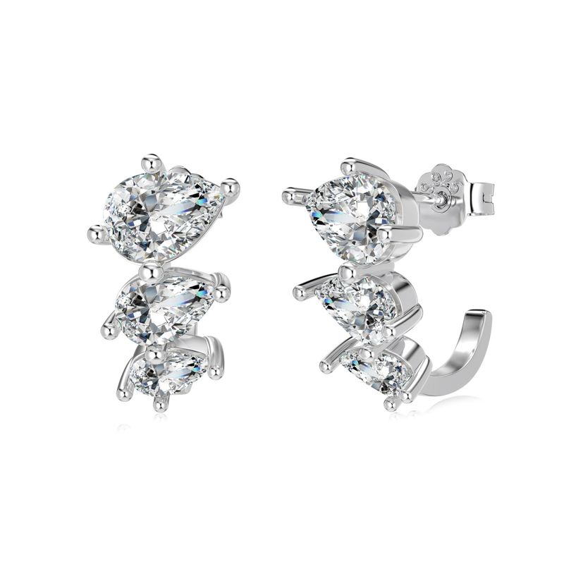 3 Pear Cut Hoop Earrings