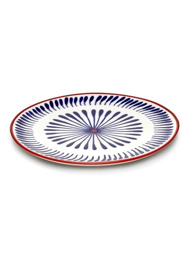 DINNER PLATE ASS/4 RED BLUE BAZAAR