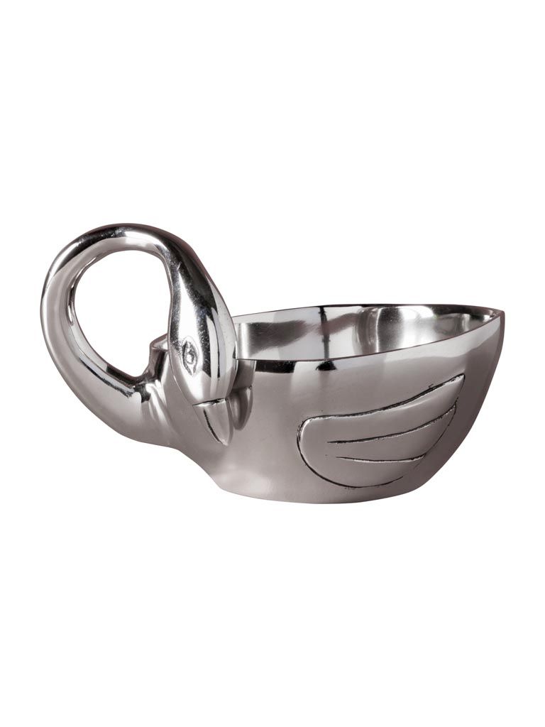 Swan bowl silver metal