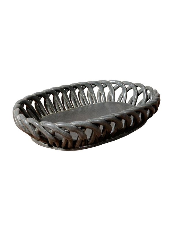 Oval grey ceramic basket Josette