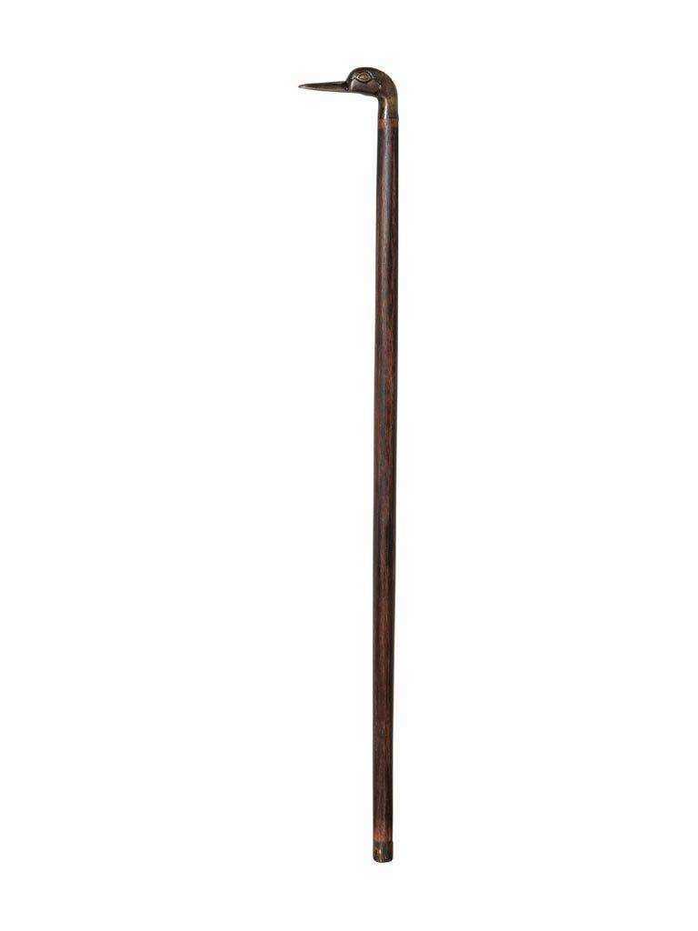 Walking stick in acacia with brass duck head