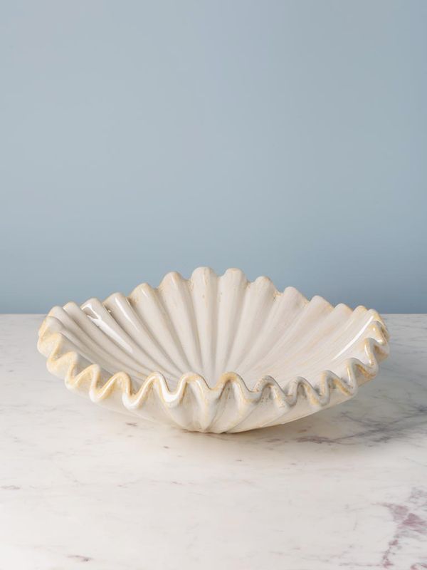 Large beige stoneware fruit bowl Médusa