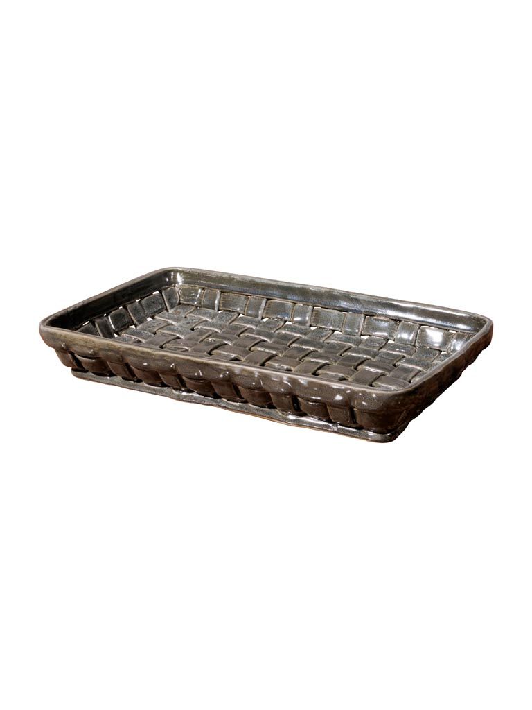 Rectangular grey ceramic basket Josette