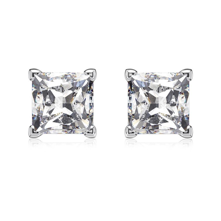 Radiant Cut Stud Earrings, Size: Mini