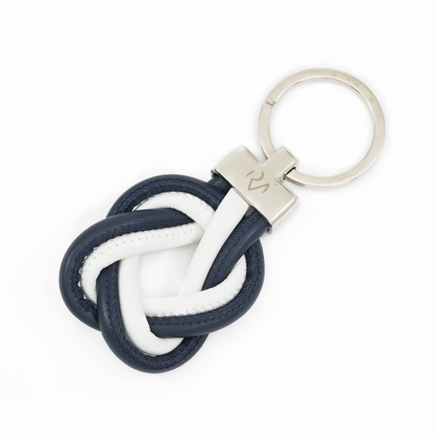 Two-tone leather keychain Blue / White