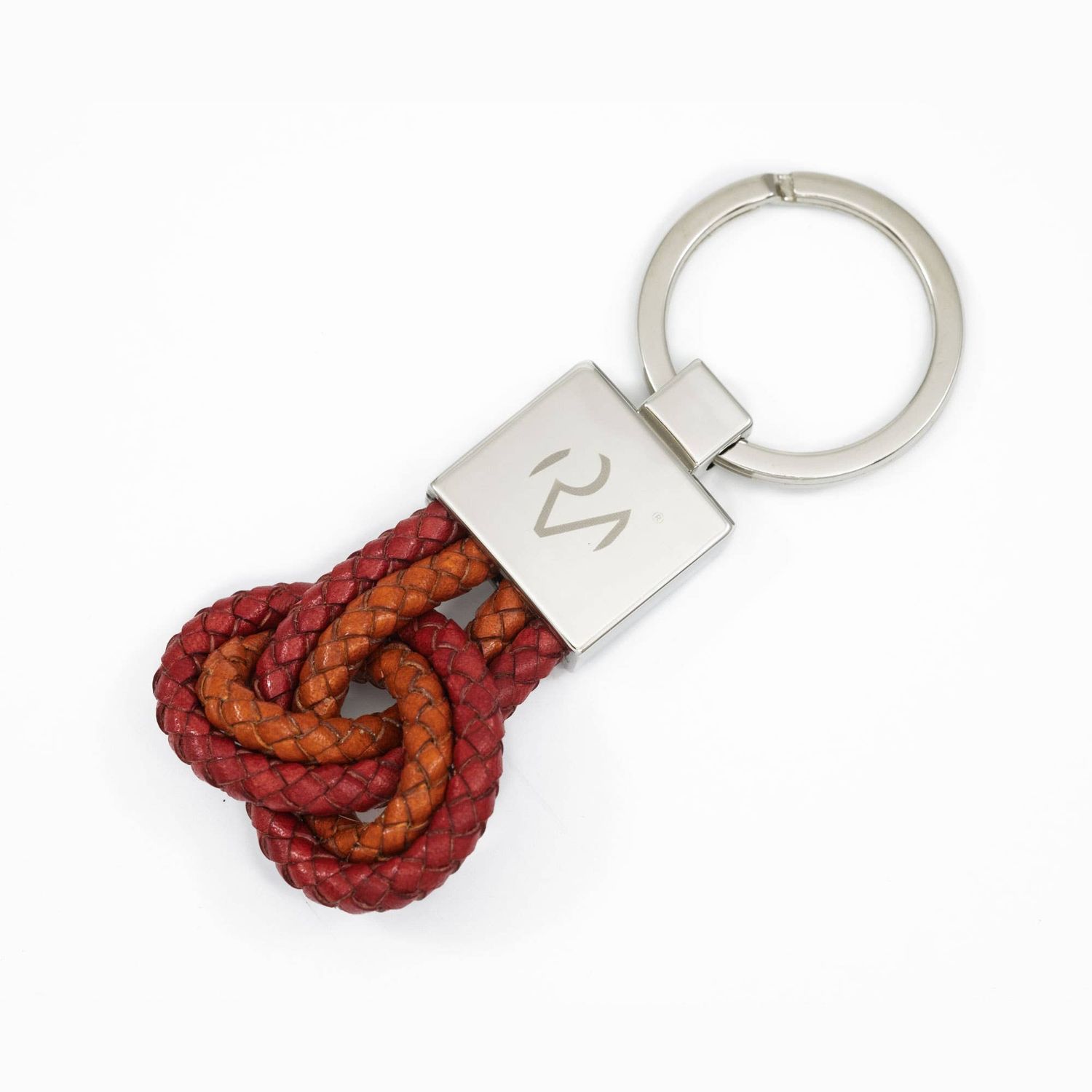 Scoubidou keychain with two-color knot Red / Orange