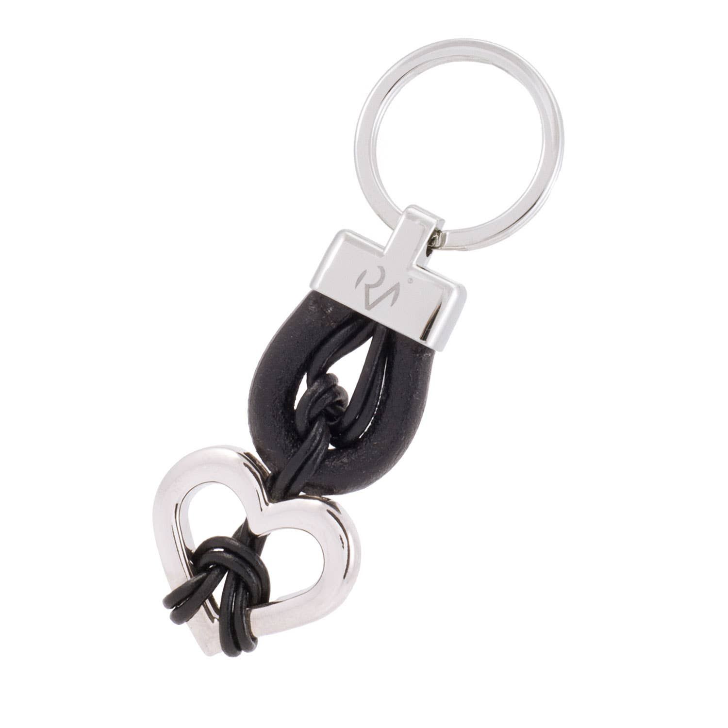 Rope keychain with black metal heart