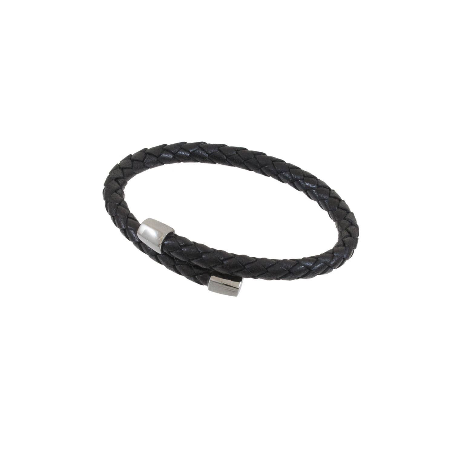 ALESSANDRO unisex bracelet in leather and black steel
