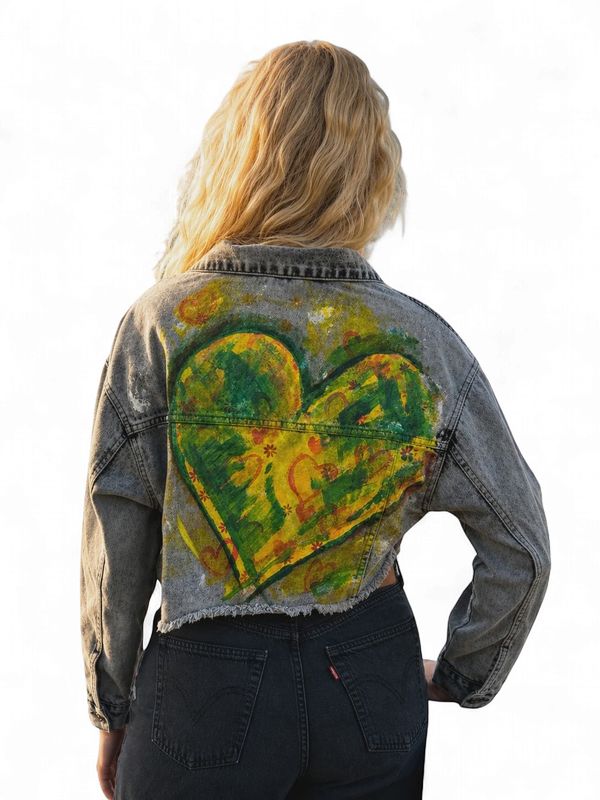Hand Painted Jacket - Radiant Heart Gray