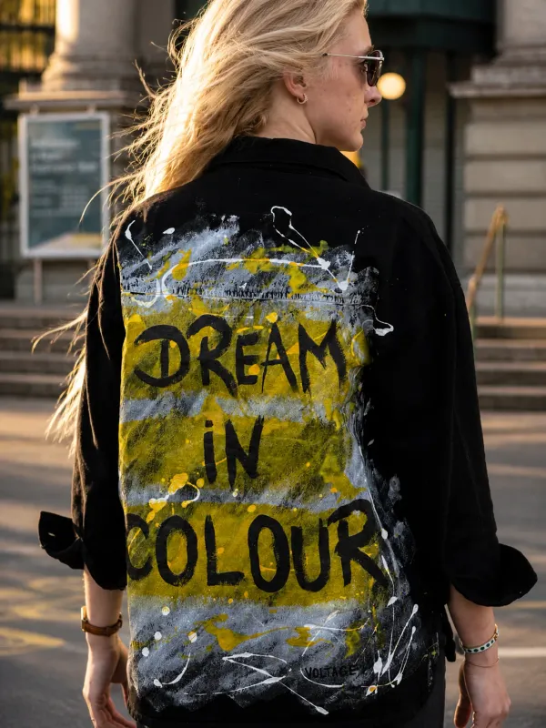 Hand Painted Jacket - Dream in Colour Black