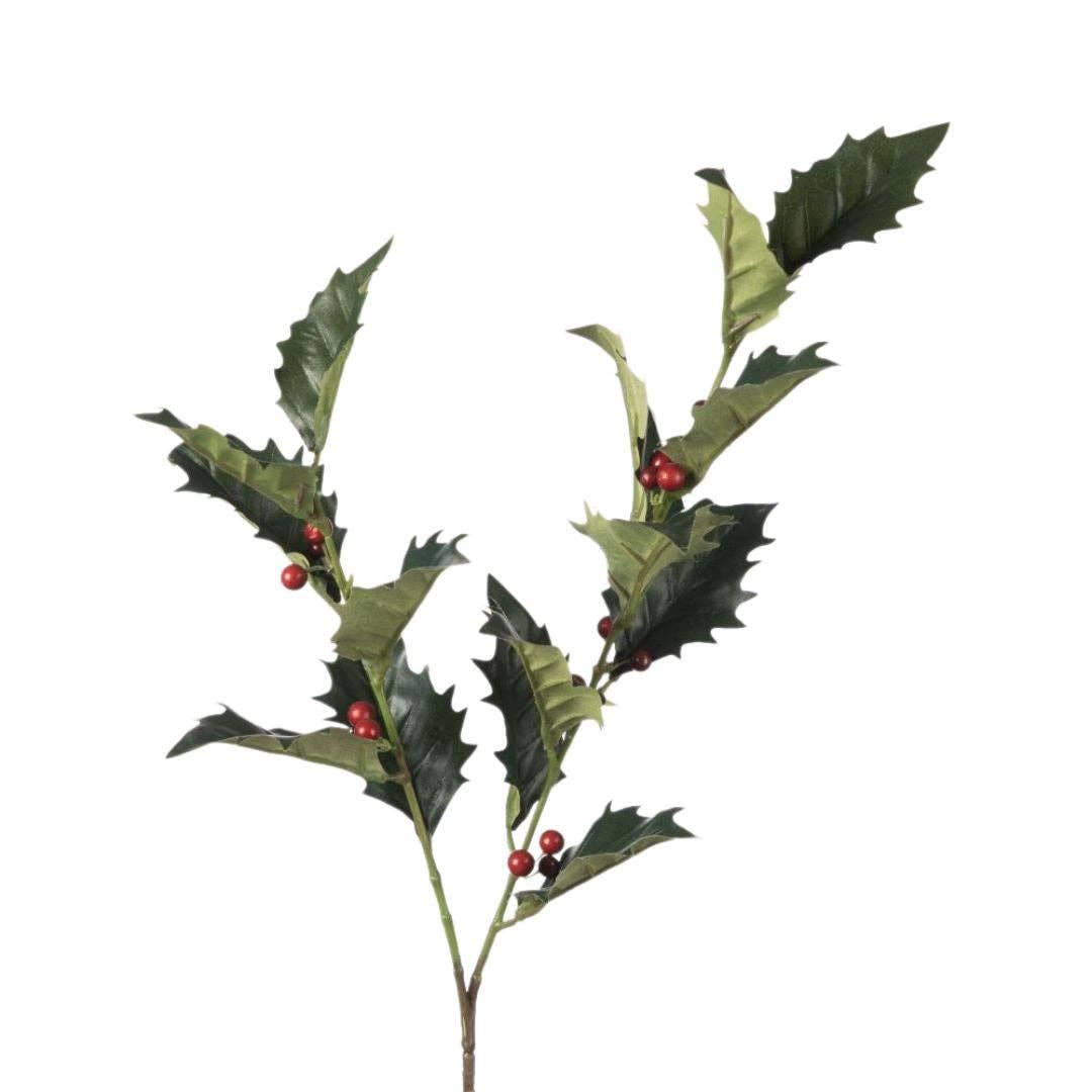 Holly Spray Artificial with Berries L 74 cm Green