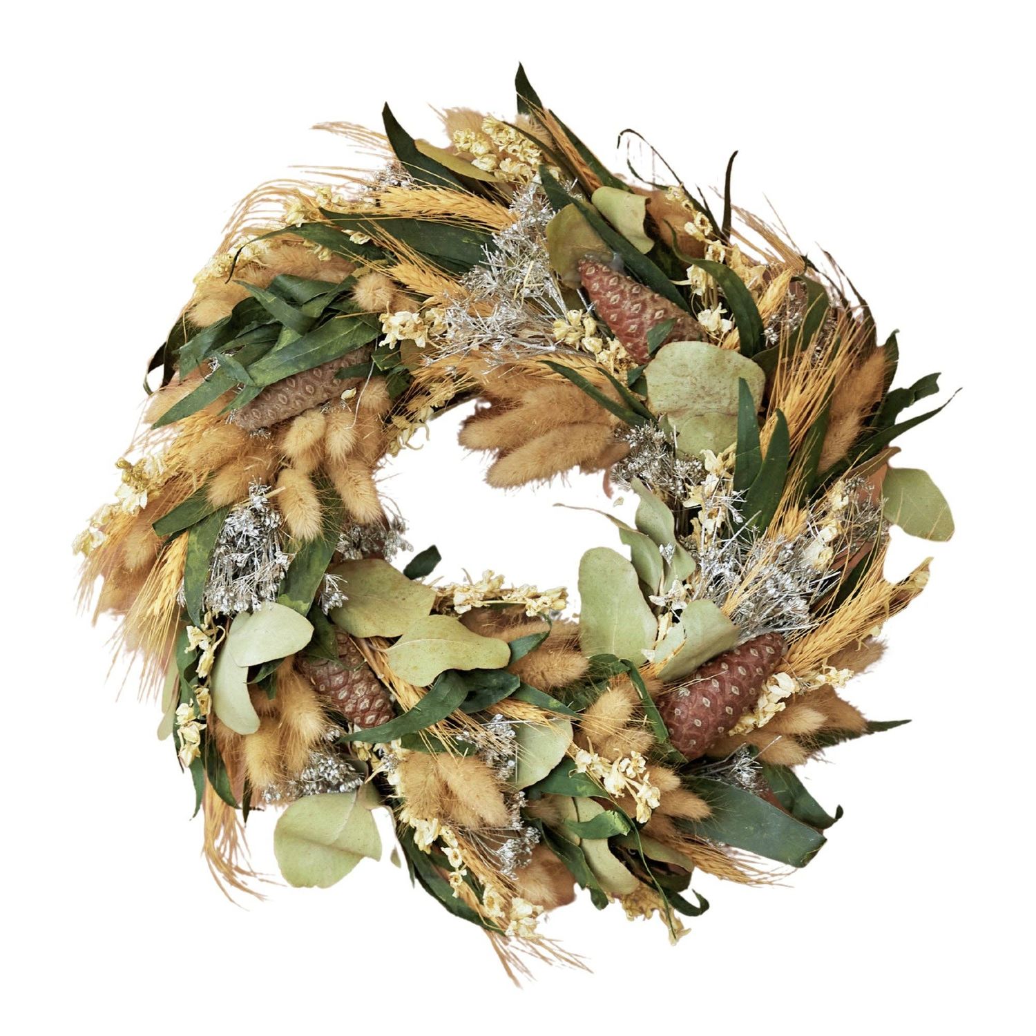 Silver Frost Dried Flower Wreath – L