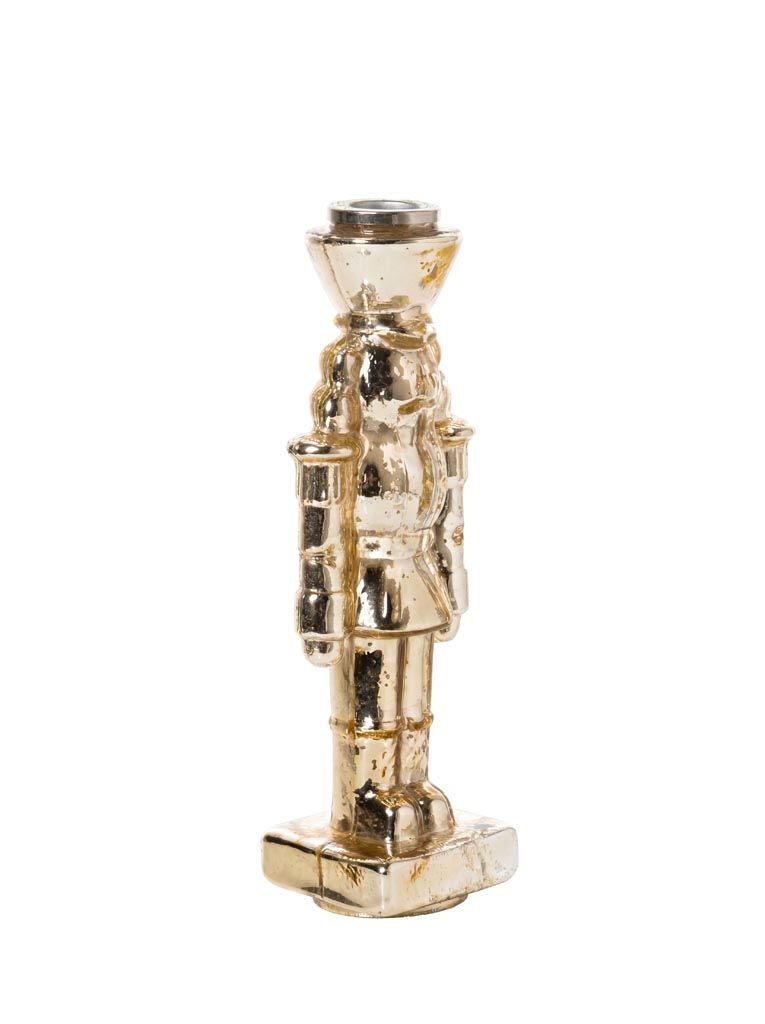 Silver Glass Nutcracker Candl Holder
