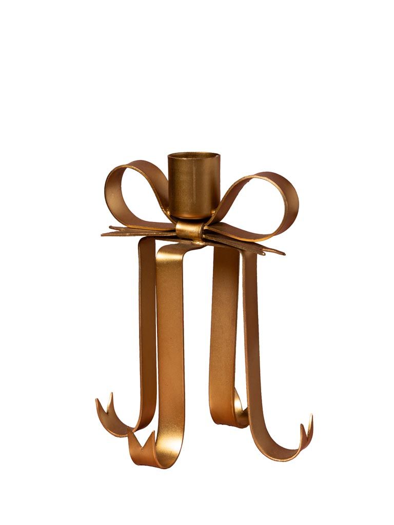 High Bow and Gold Ribbon Candle Holder
