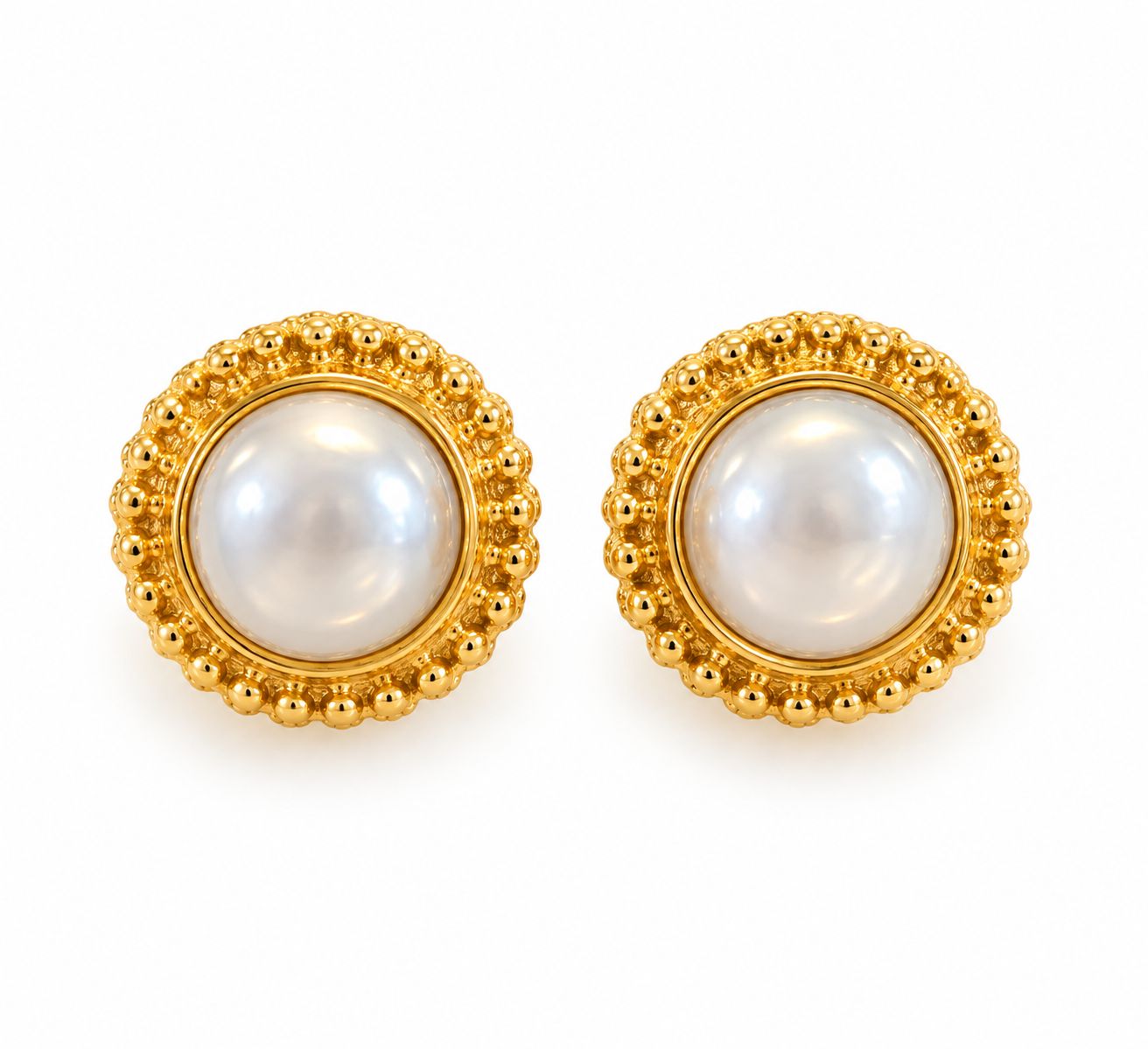 Earrings Studs Gold Small, Model: Pearl