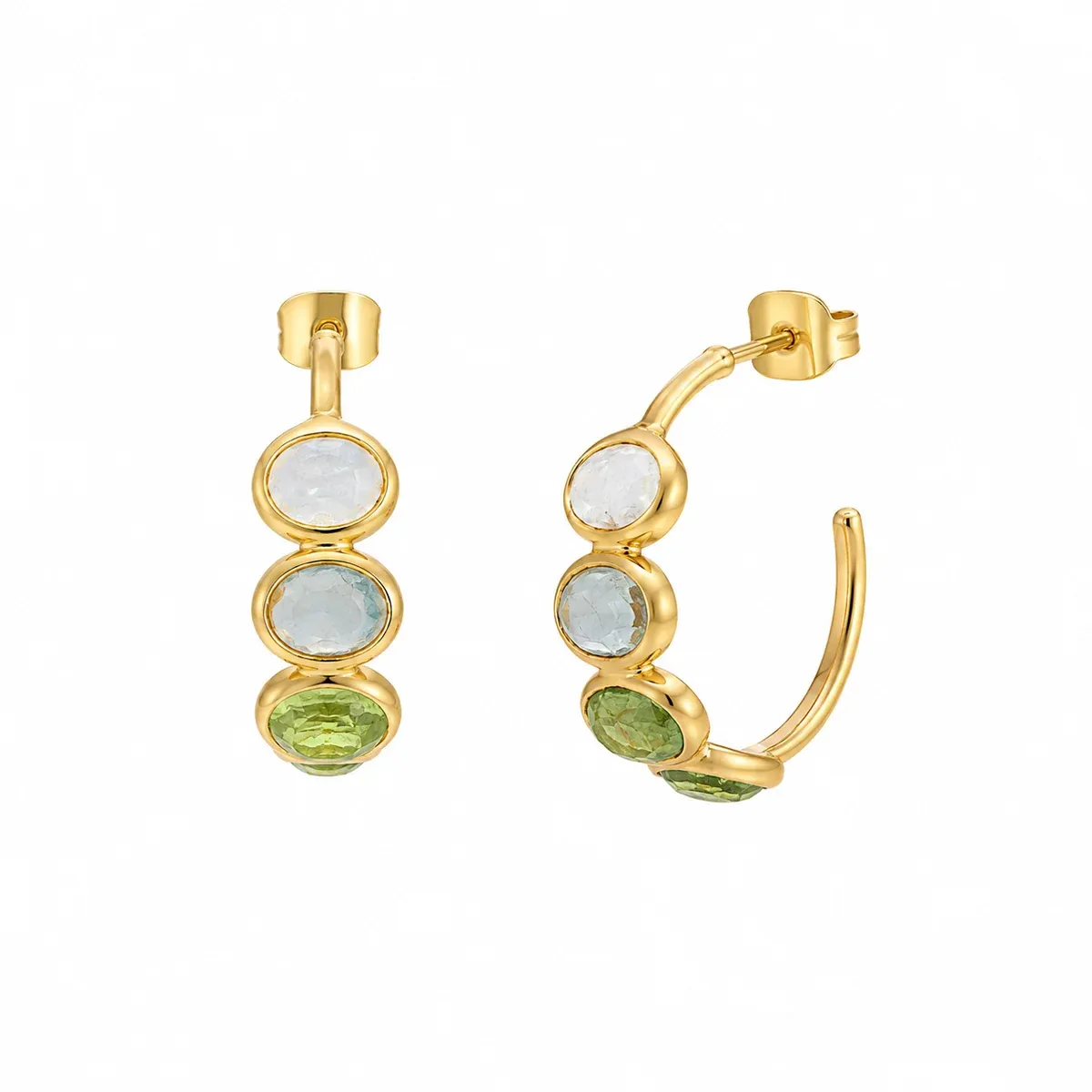 Earrings Hoops - Apatite Peridot Amethyst