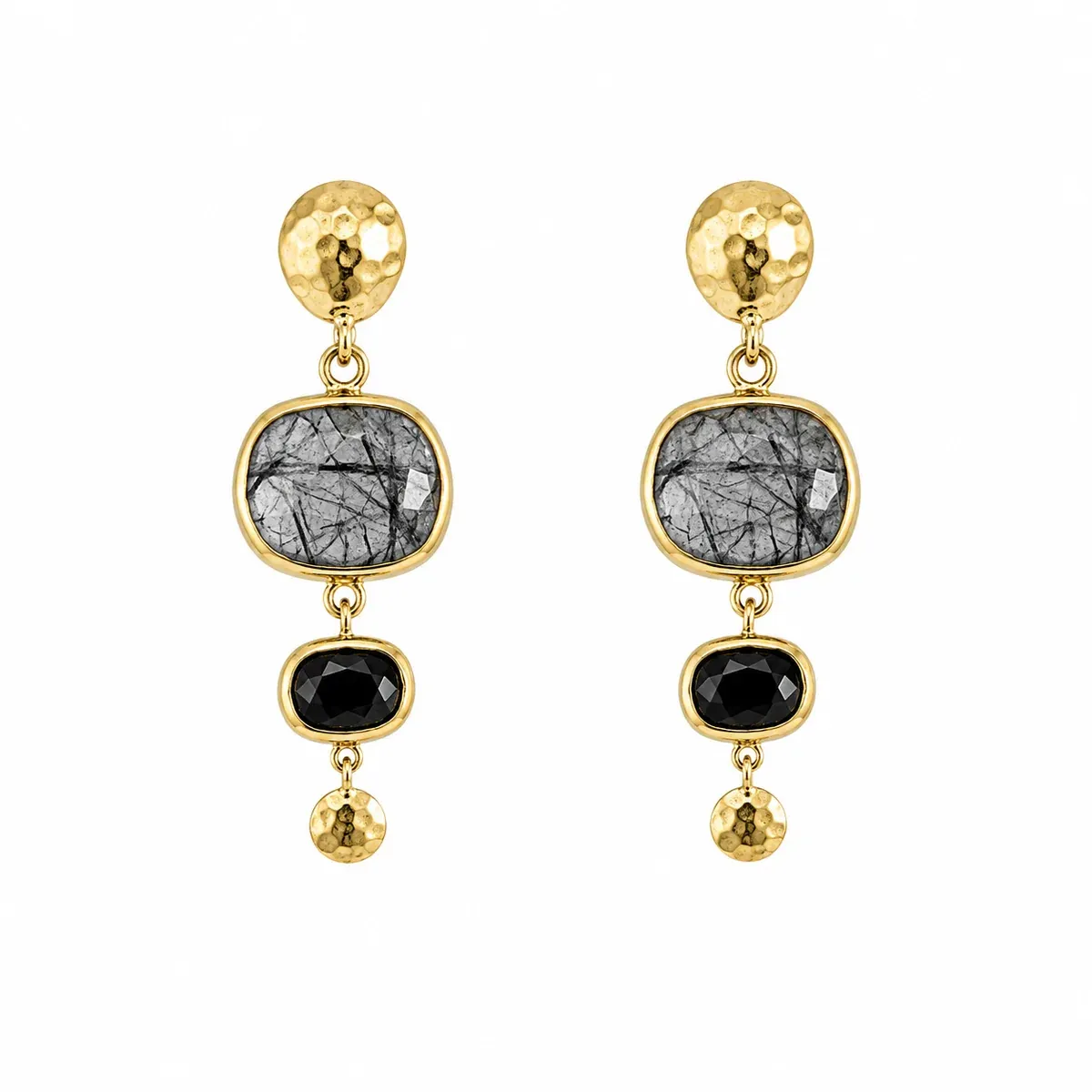 Earrings Black Rutile and Onyx