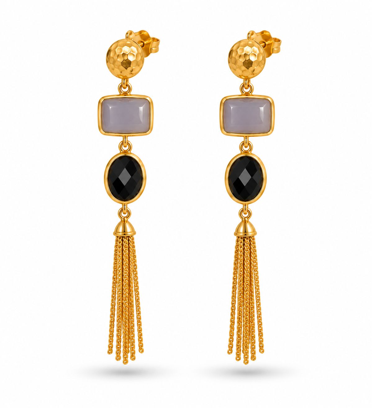 Stud Earrings Dangle - Agat and Onyx