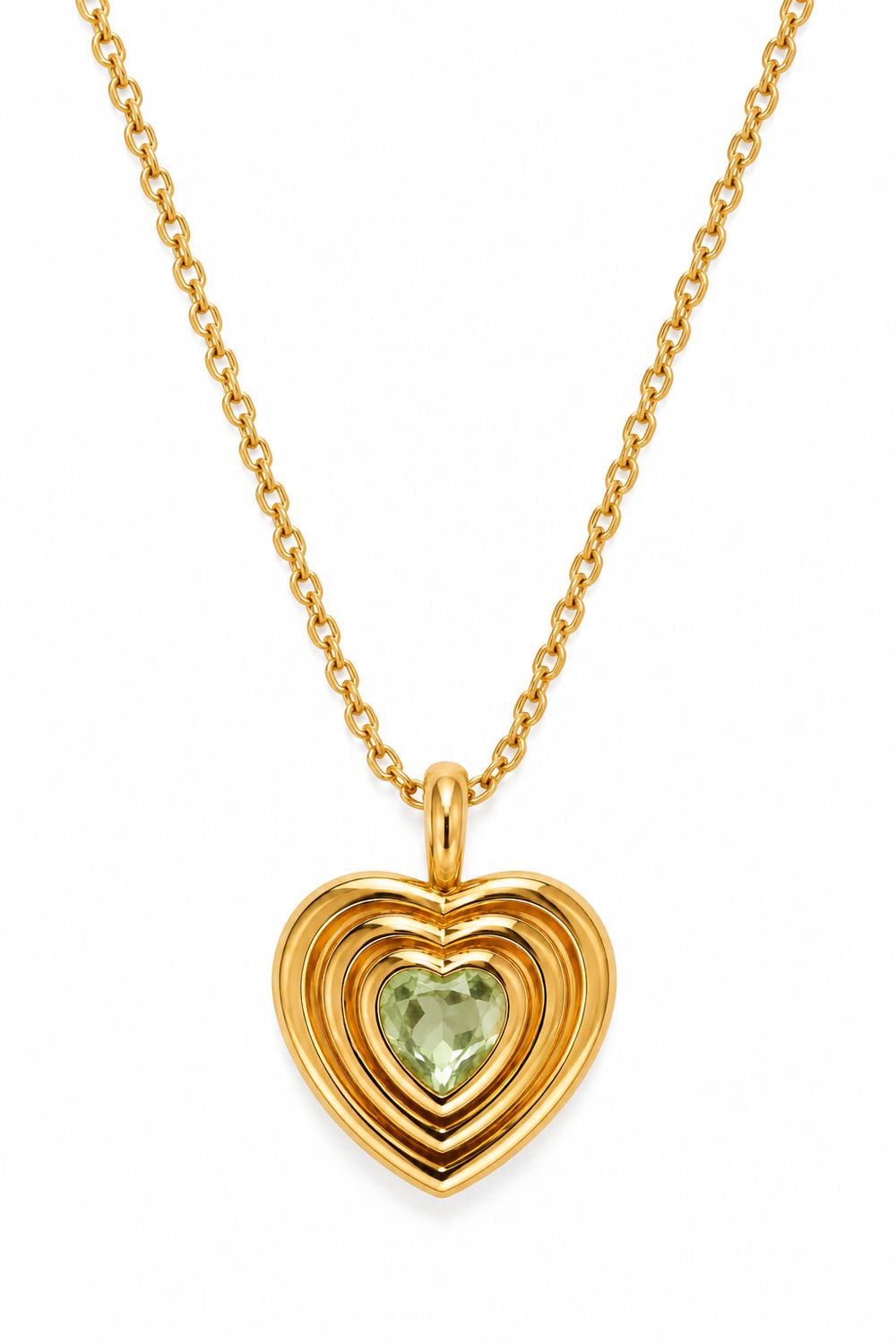 Necklace Green Amethyst Heart