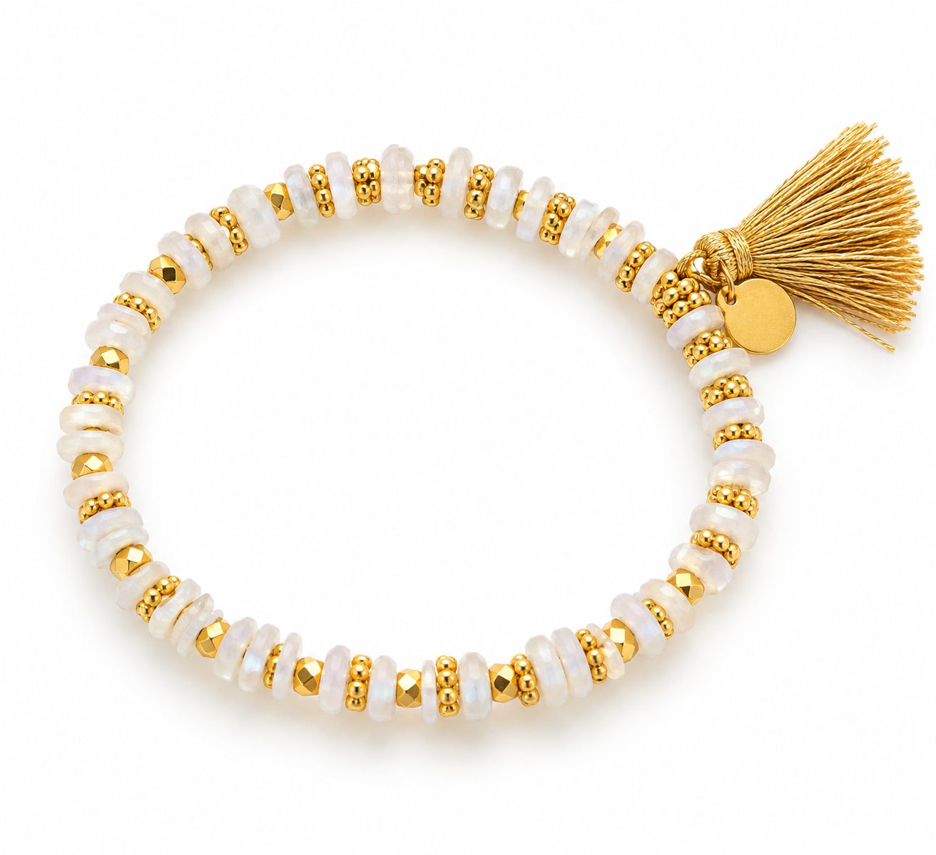 Stretchy Bracelet with Tassel, Model: Moonstone