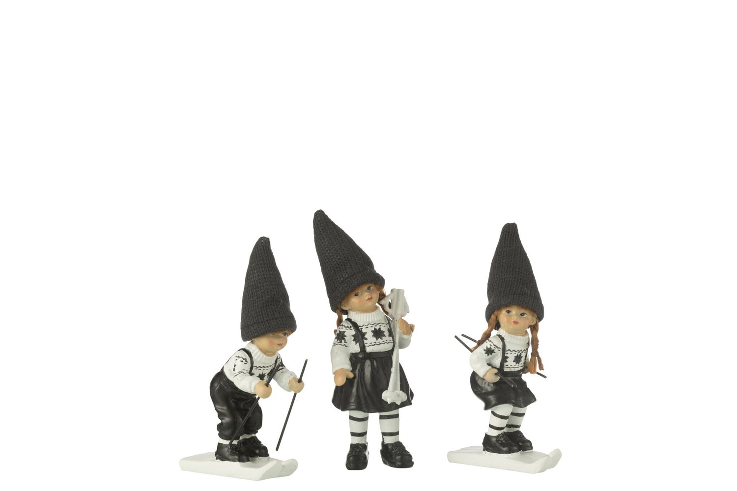 Kids Skiing Resin Black/White Small Assortment Of 3