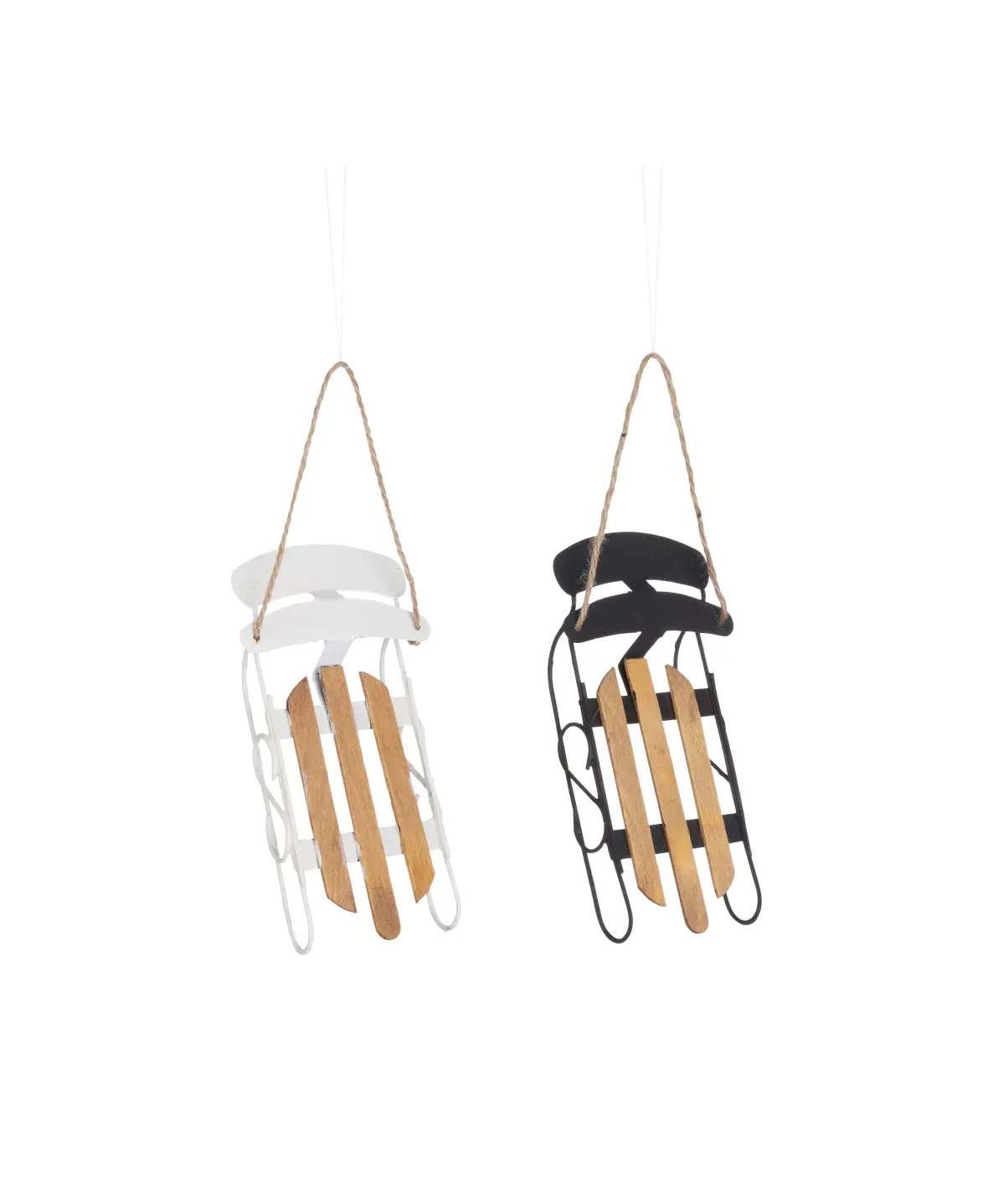 Hangers Sled Metal/Plywood Black/White Assortment Of 2