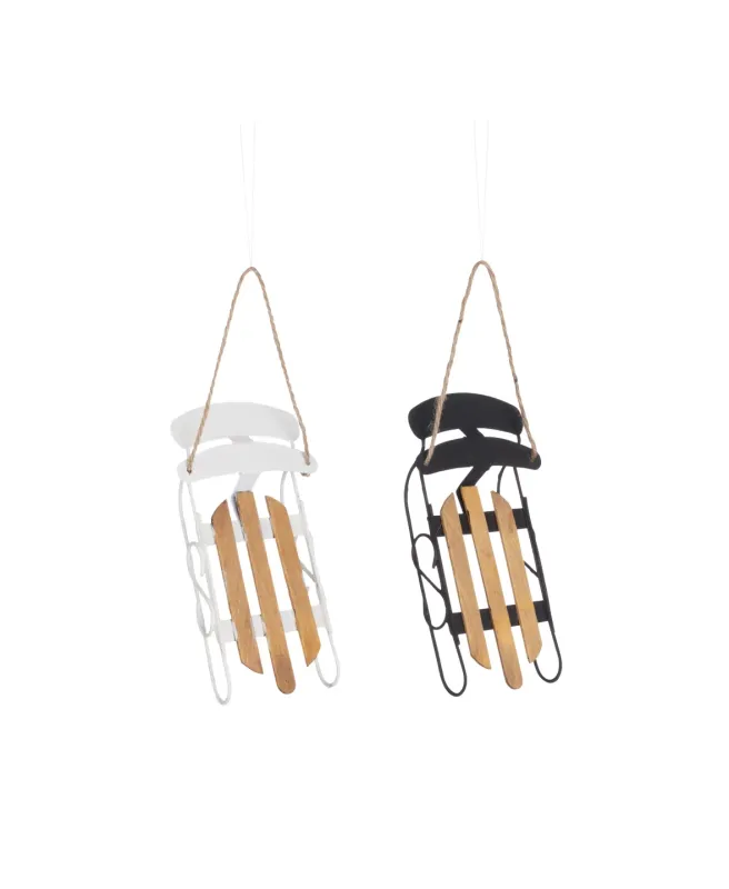 Hangers Sled Metal/Plywood Black/White Assortment Of 2
