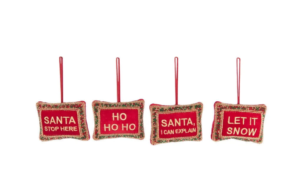 Hanger Christmas Quotes Beads/Velvet Christmas Red/Gold Colored