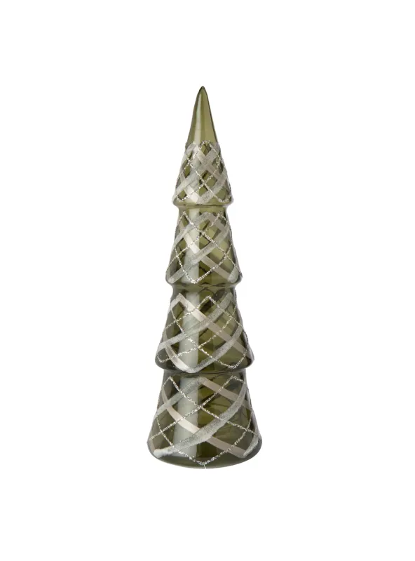 Tree Checkered Glass Dark Green/Gold Large