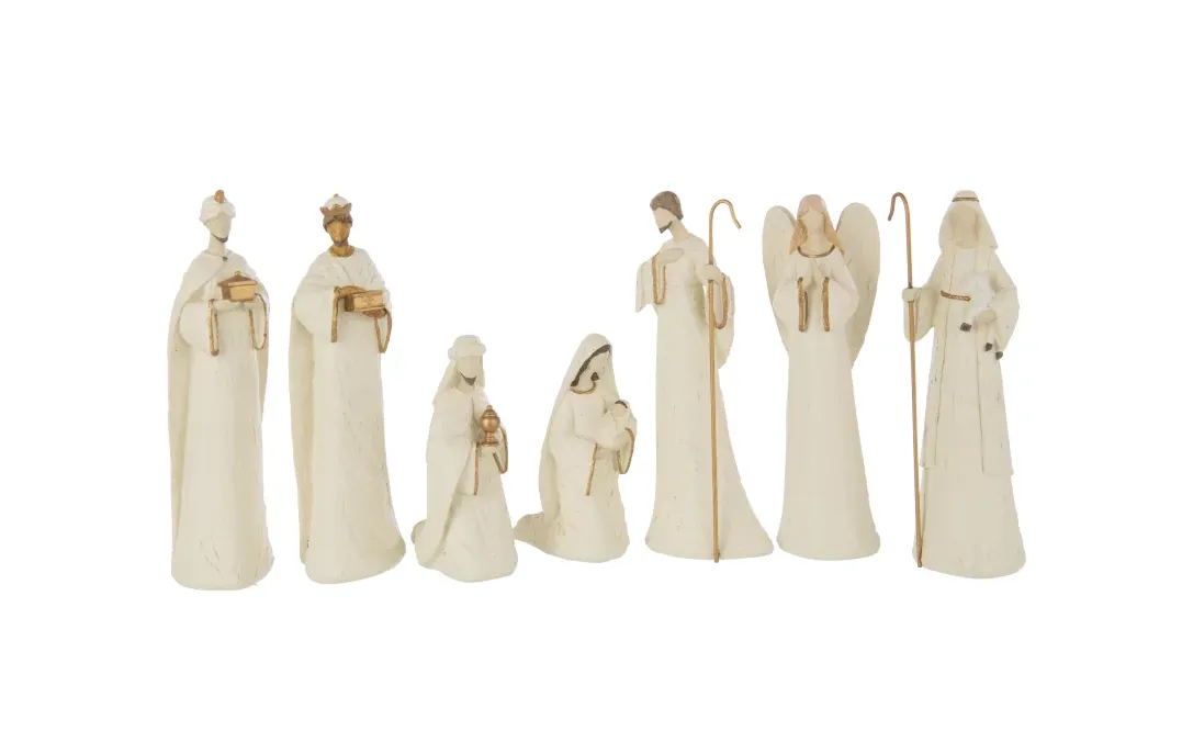 Nativity 7 Pieces Limepowder Ecru/Gold Colored