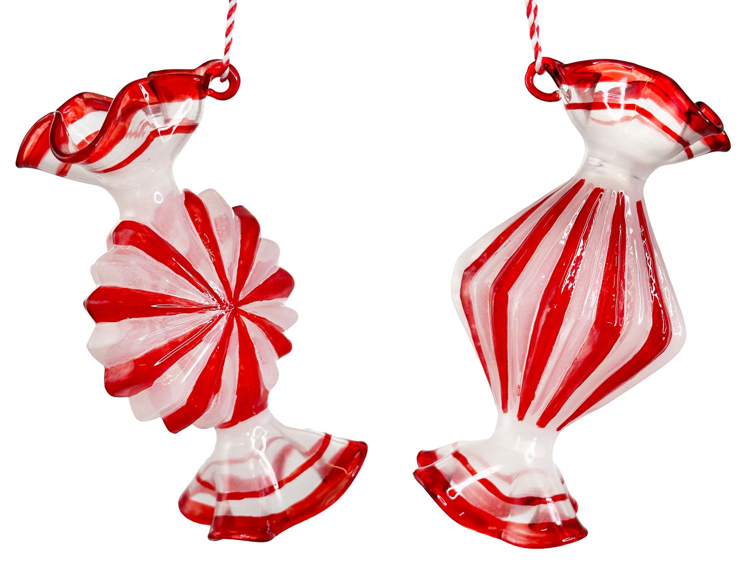 Glass candy white-red mix2 13cm