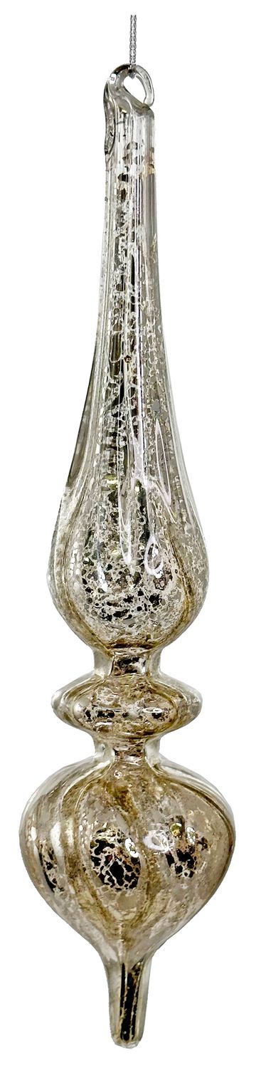 Glass drop twisted antique silver 29cm