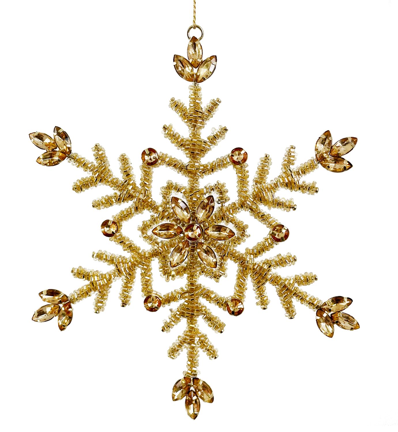 Glass bead snowflake gold 19cm