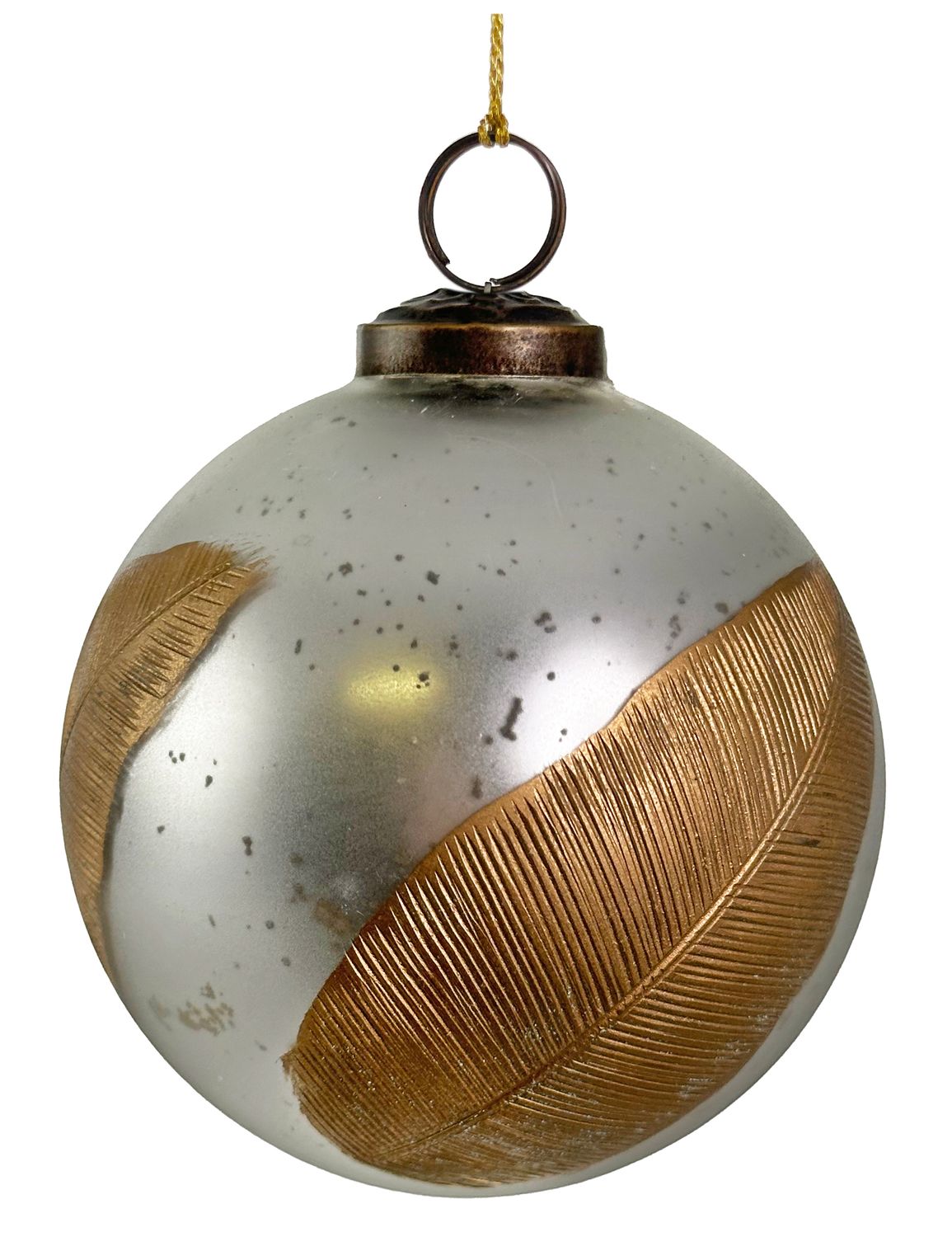 Glass ball silver with gold leaf deco 10cm