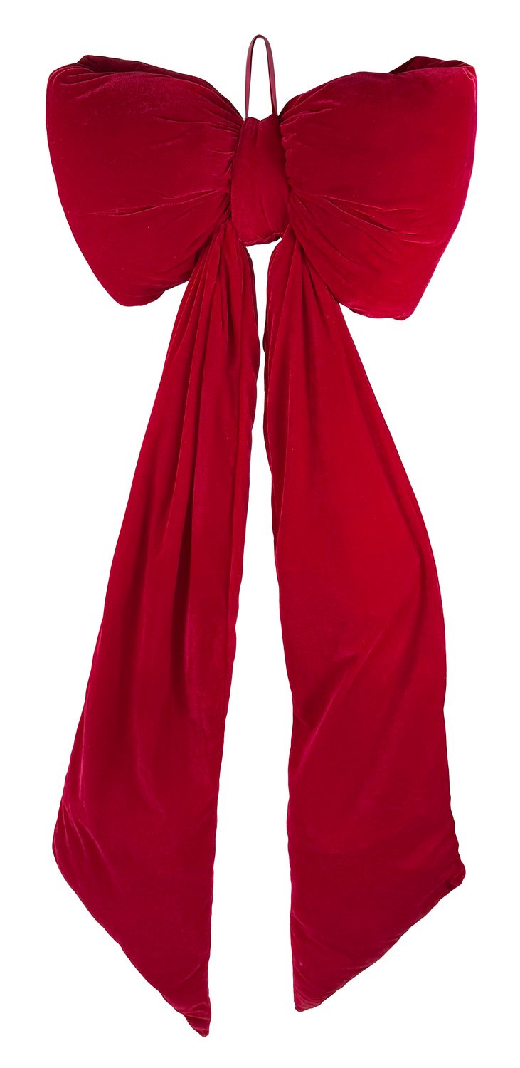 Velvet bow puffed red 155cm