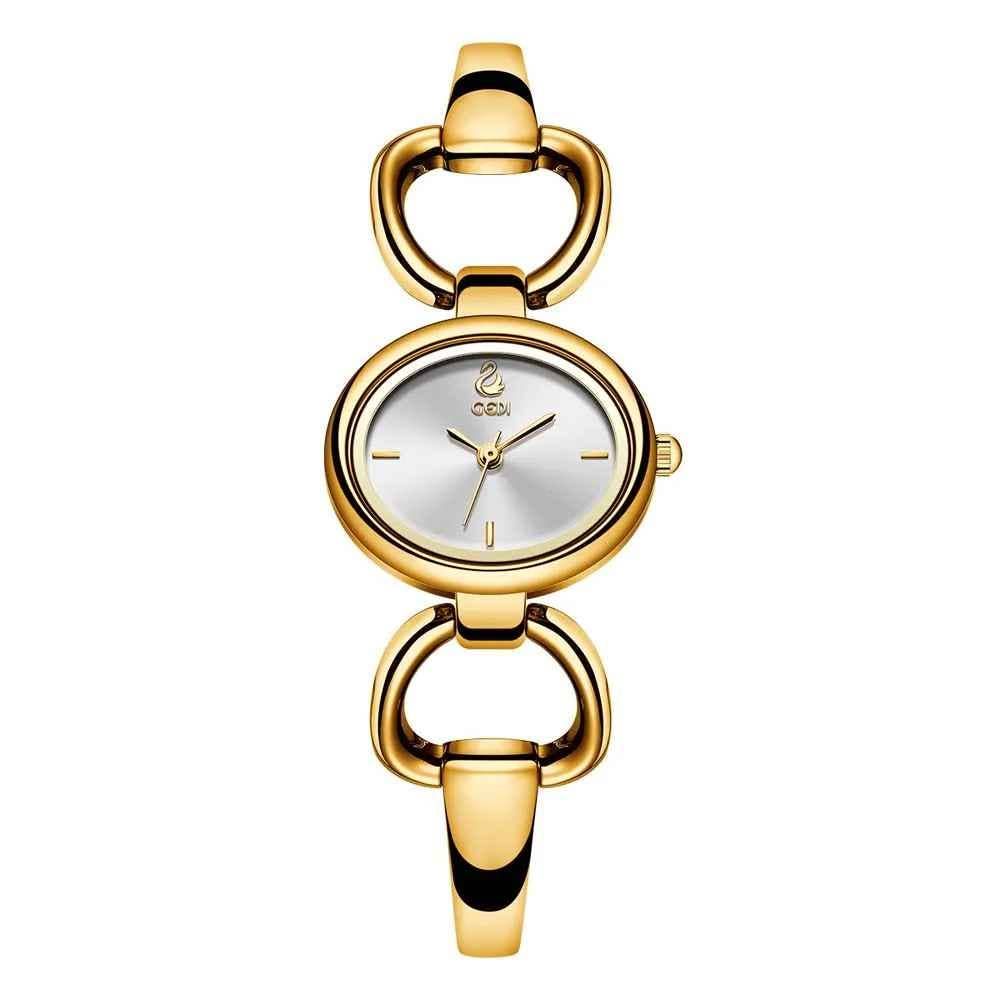 Herald - Vintage Burgundy Oval Case Women's Quartz Watch, Style: Gold - White