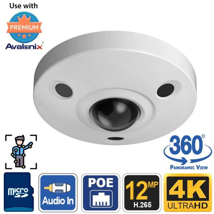 360 Degree Fisheye Dome Camera 12MP