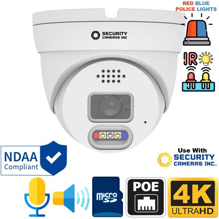 4K Active Deterrence Turret Camera — PoE, Two-Way Audio &amp; Face Recognition