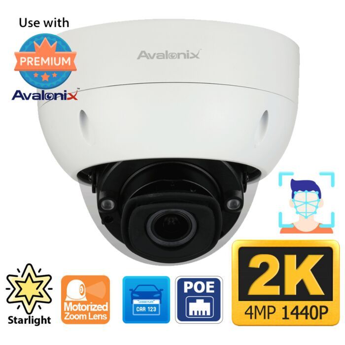 High-Speed 2K PoE Dome Camera — 60 fps, 8–32 mm Lens, Starlight Video, ANPR &amp; AI Video Analytics