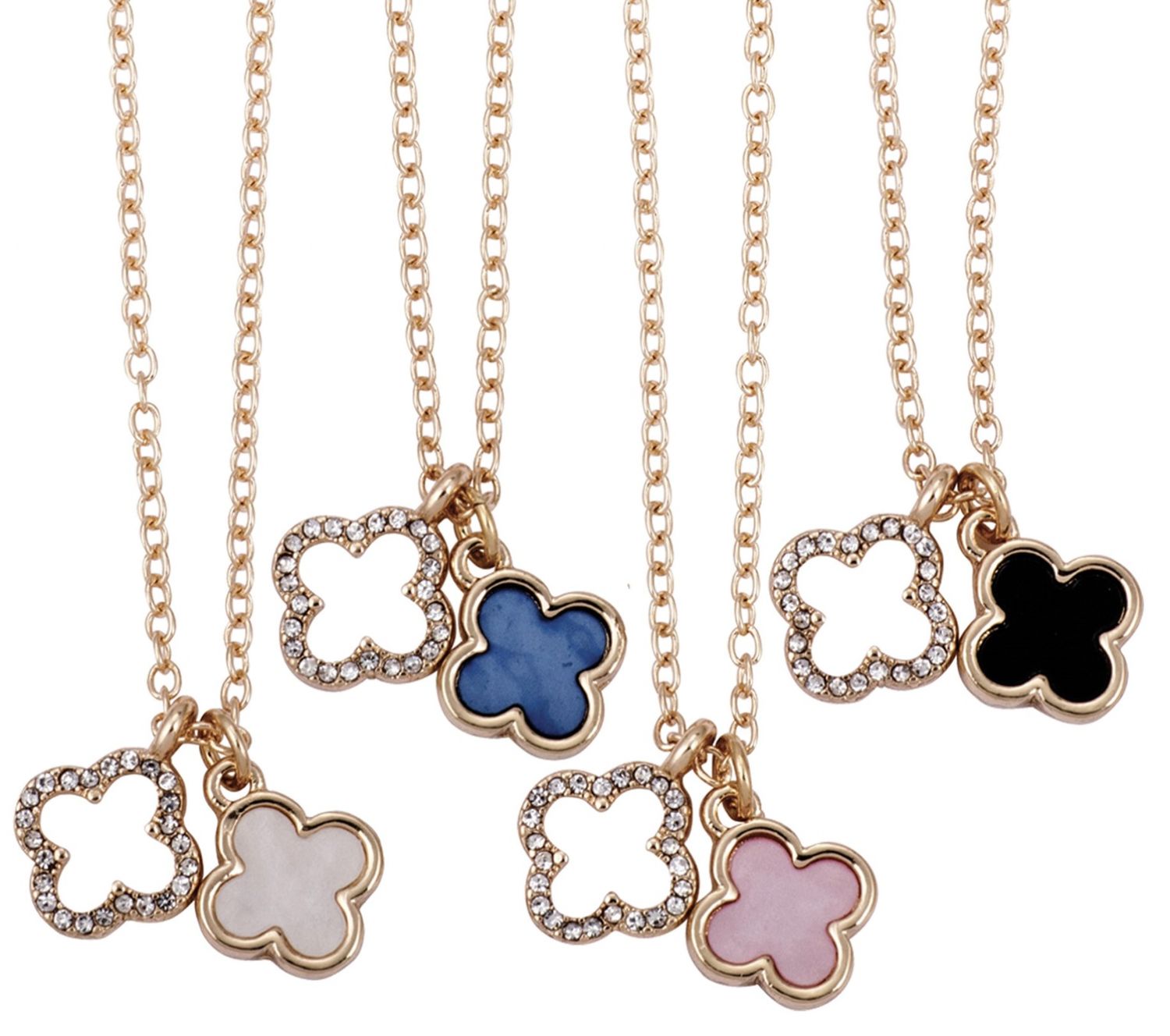 Double Clover Charm Necklace CRZ0092