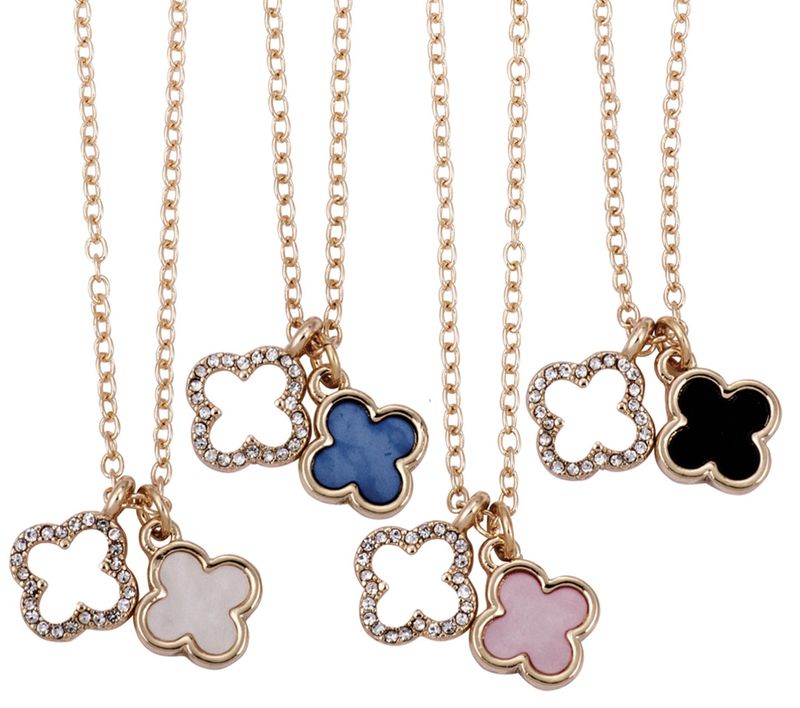Double Clover Charm Necklace CRZ0092