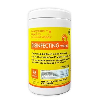 New HandyClean Hard Surface Disinfectant Wipes 75ct Canister Effective Against Coronavirus case of 12