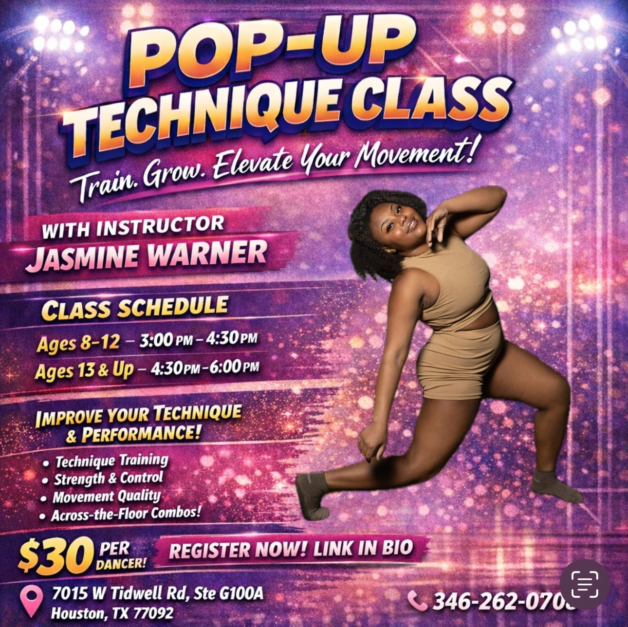 Technique Class April 11th 3:00-4:30pm